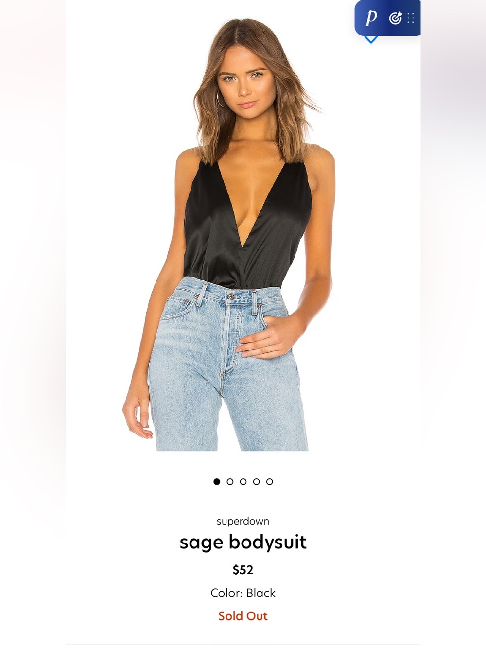 superdown Black Plunge Bodysuit